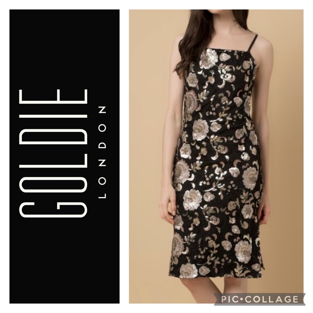GOLDIE Beautiful Black Sequin Spaghetti Strap Dress Small